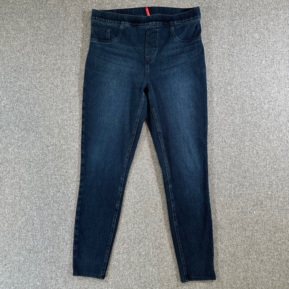 Spanx Jean-ish Ankle Leggings Womens Large Dark Wash Denim Skinny Jeggings L